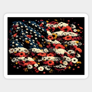 Floral American Flag Magnet